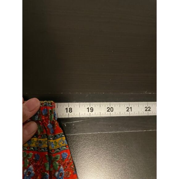 Vintage Womens Midi Skirt Size Large Red Patchwork Paisley Pull On Boho 90s - Picture 4 of 6